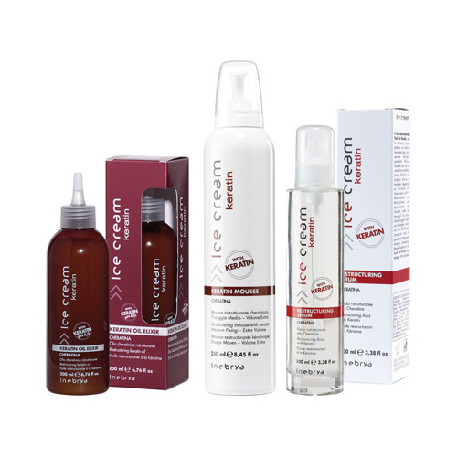 SLADOLED KERATIN - mousse, serum, olje eliksir - INEBRYA